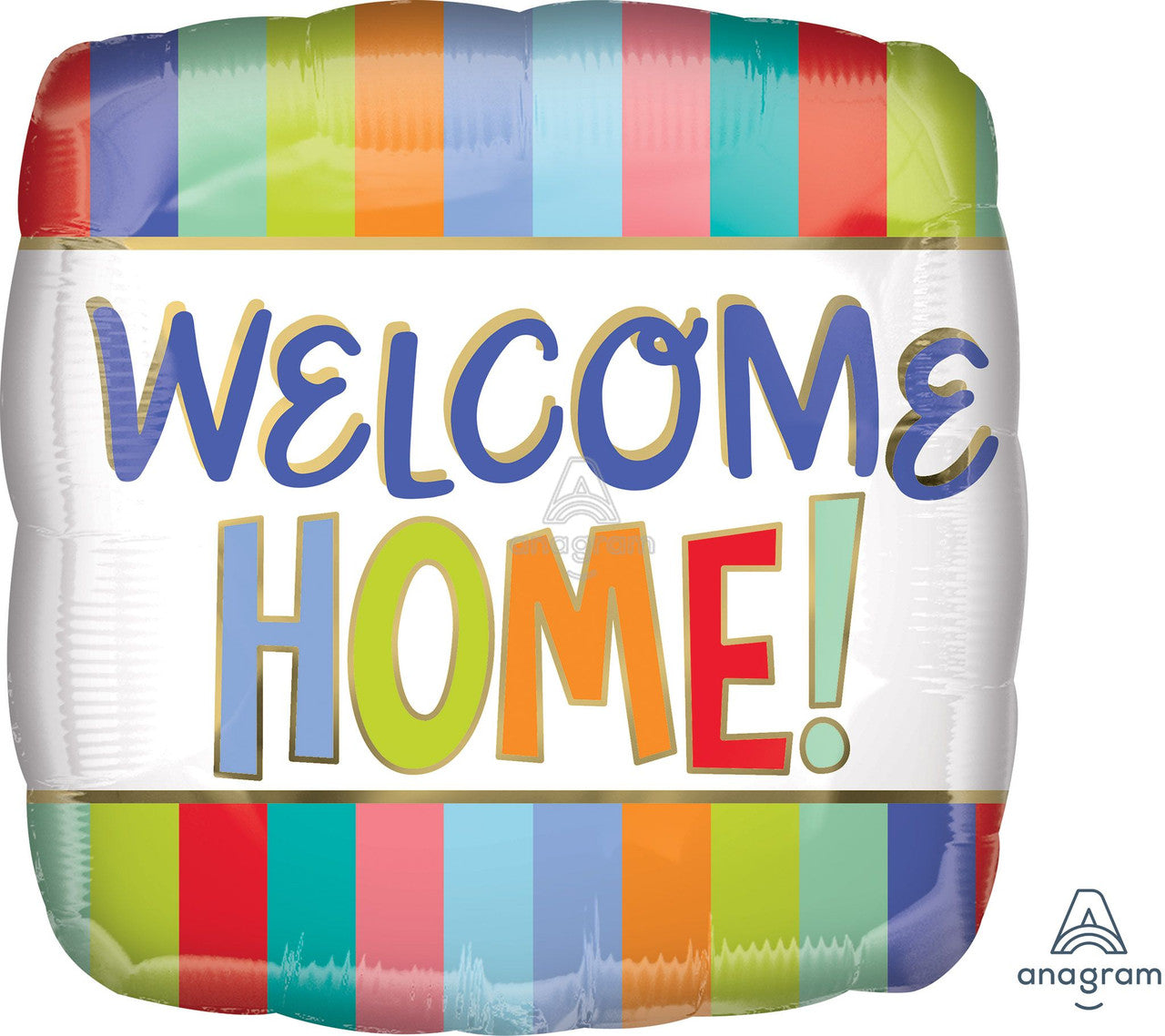 Welcome Home Stripes Square mylar balloon