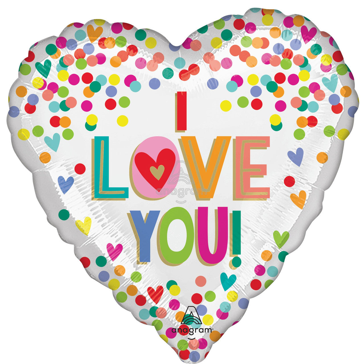 I Love You Rainbow Dots Mylar balloon