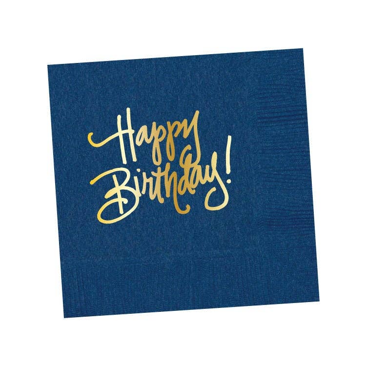 Happy Birthday! | Napkins - Navy and Gold