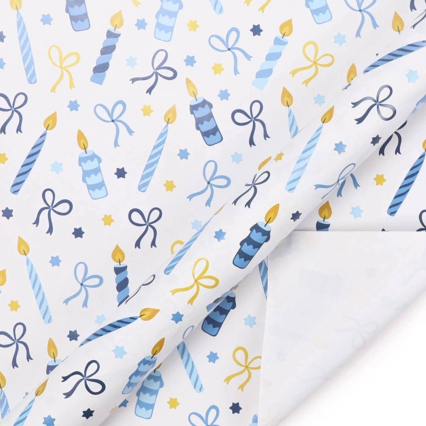 White/Multi "Hanukkah Candles" Gift Wrap Paper Sheets