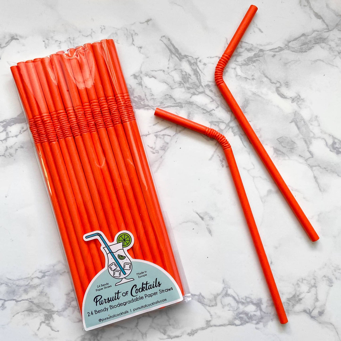 Orange Bendy Paper Straws