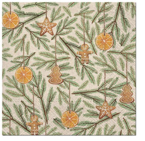 Gingerbread and Twigs Christmas Lunch Napkins