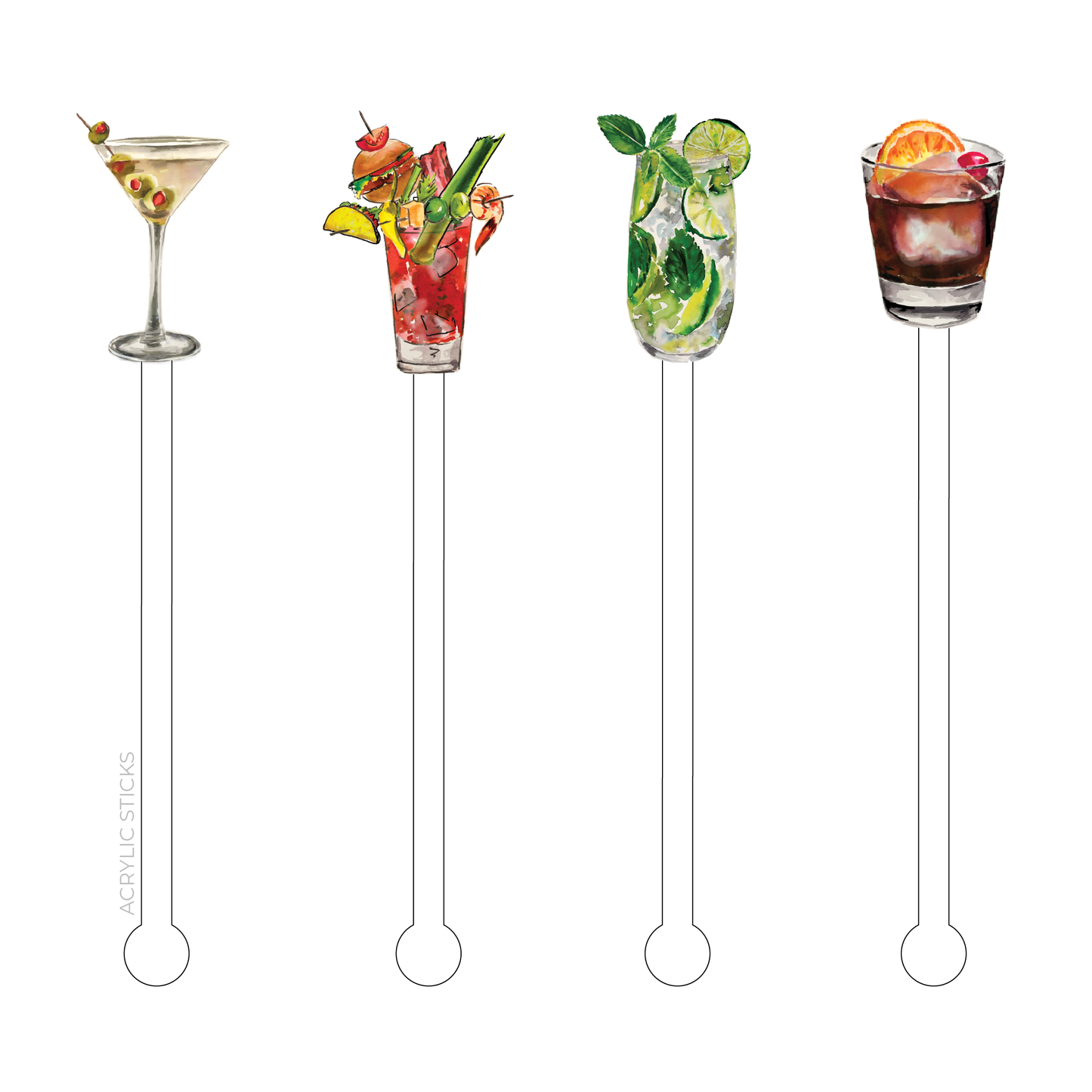 IT'S 5 O' CLOCK SOMEWHERE ACRYLIC STIR STICKS COMBO
