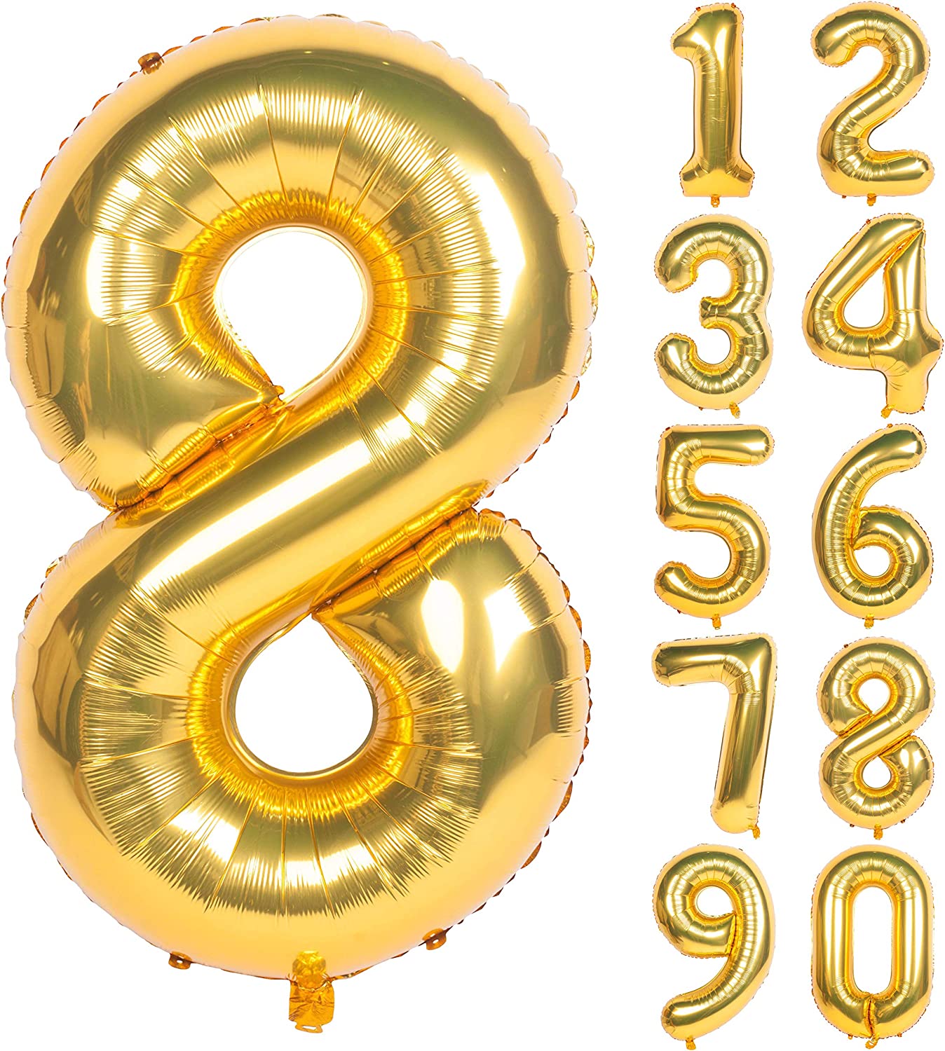 Gold Foil Number 8 balloon 34"