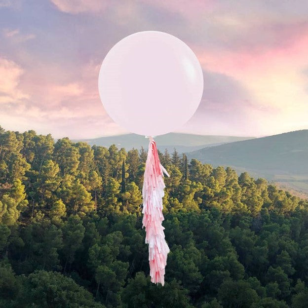 Pink and White Balloon Garland, Fringed Balloon Tail 75cm