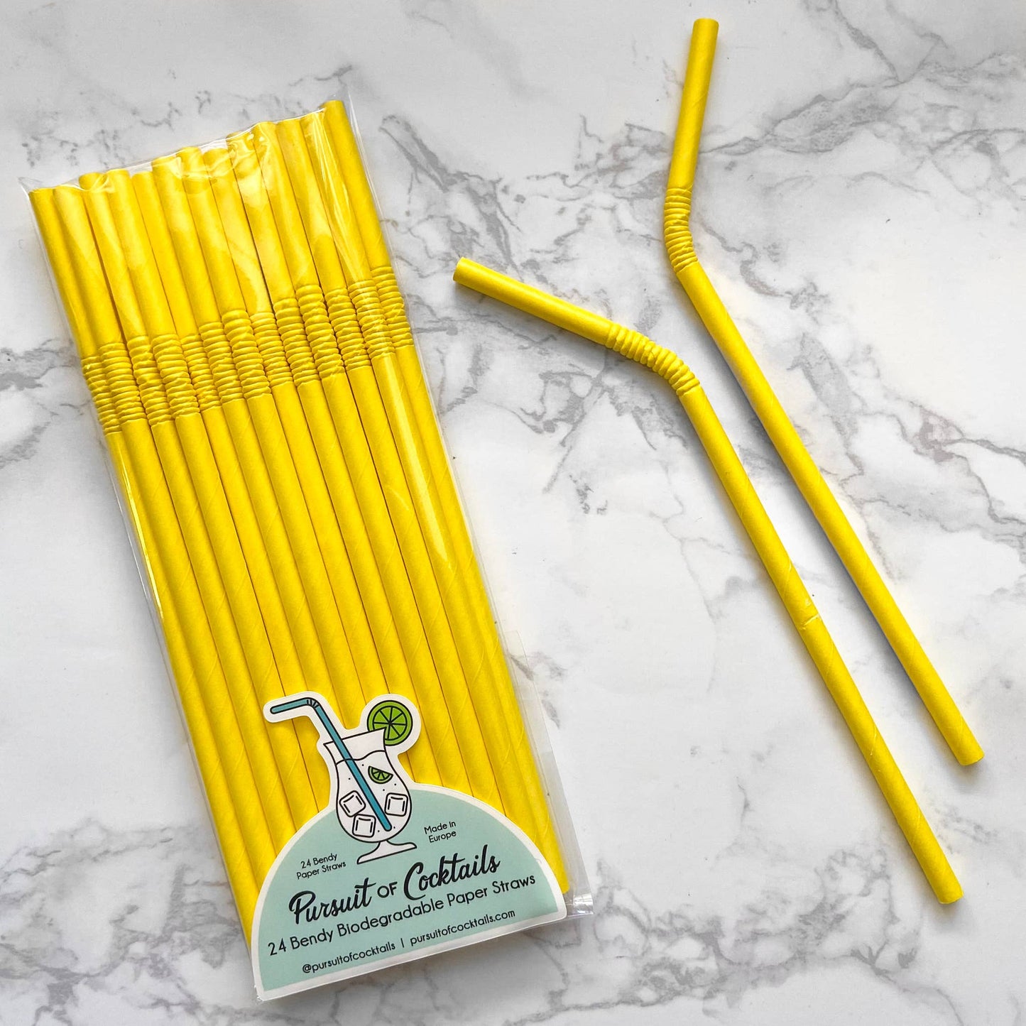 Yellow Bendy Paper Straws