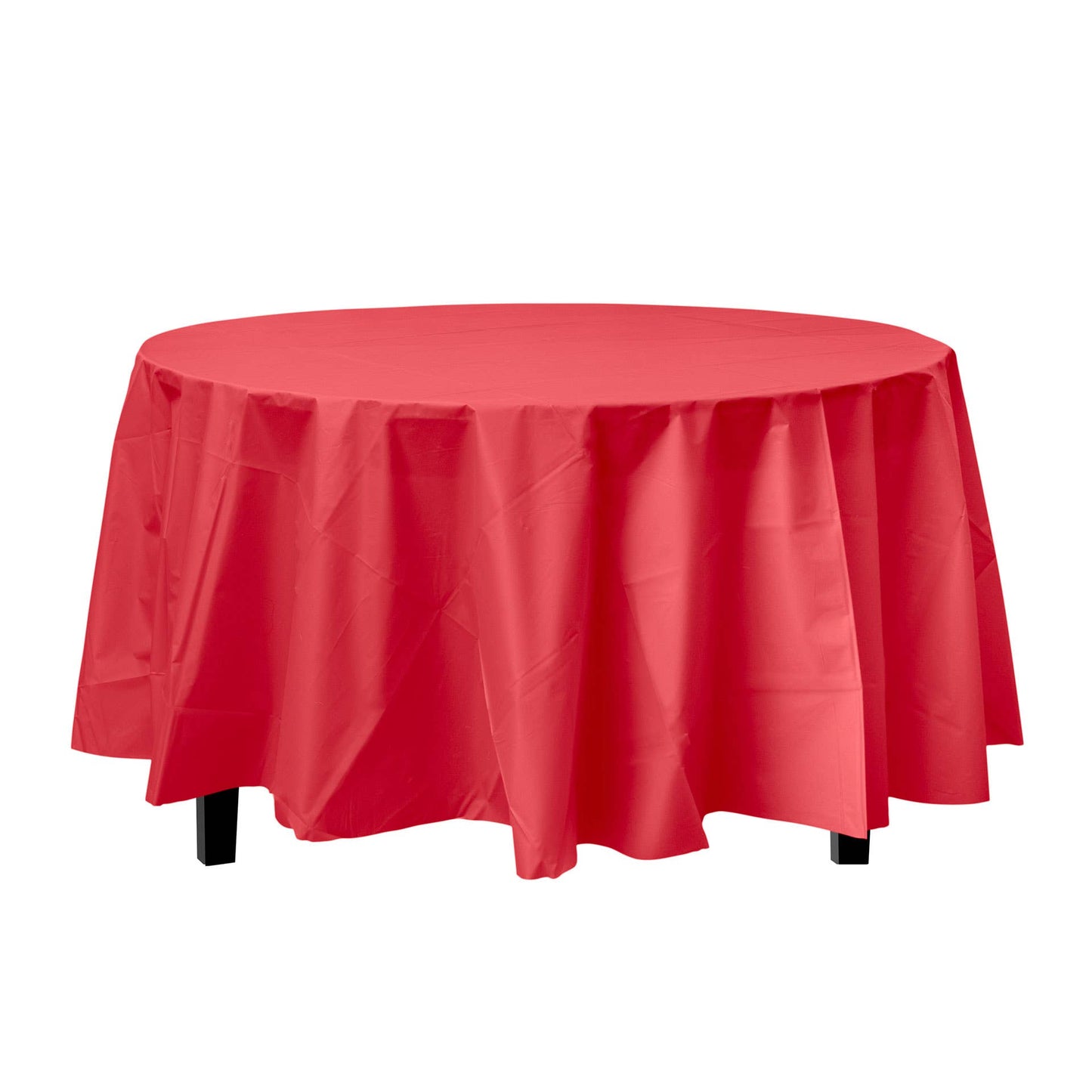 Round 84 In. Red Premium Plastic Tablecloth Disposable