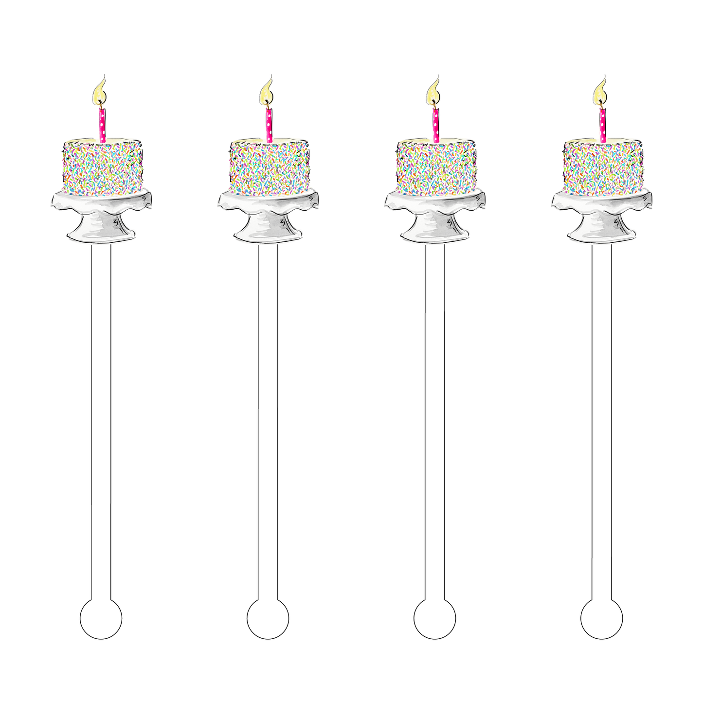 IT'S MY BIRTHDAY CONFETTI CAKE ACRYLIC STIR STICKS