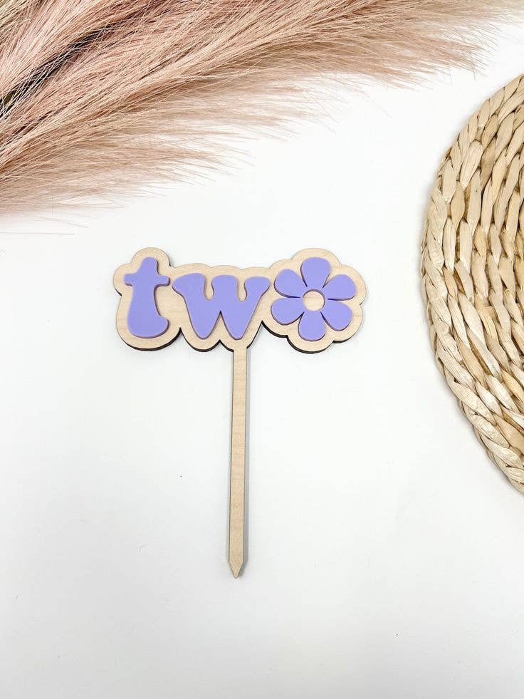 Daisy Cake Topper, Two Birthday Cake Topper, Lavender