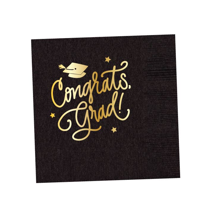 Congrats, Grad! | Napkins - Black