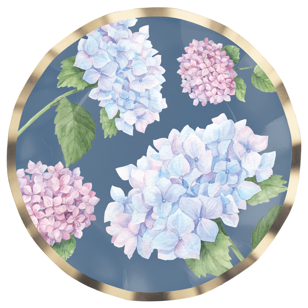 Salad Plate Hydrangea Foil/8pk