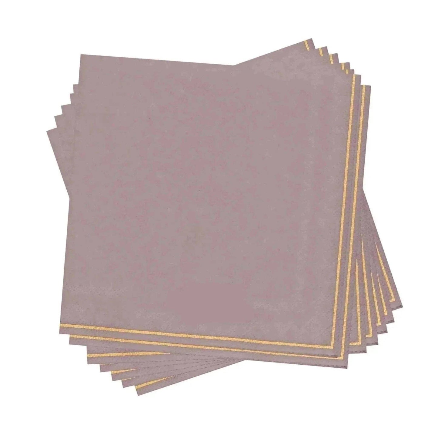 Mauve with Gold Stripe Paper Cocktail Napkins | 20 Napkins