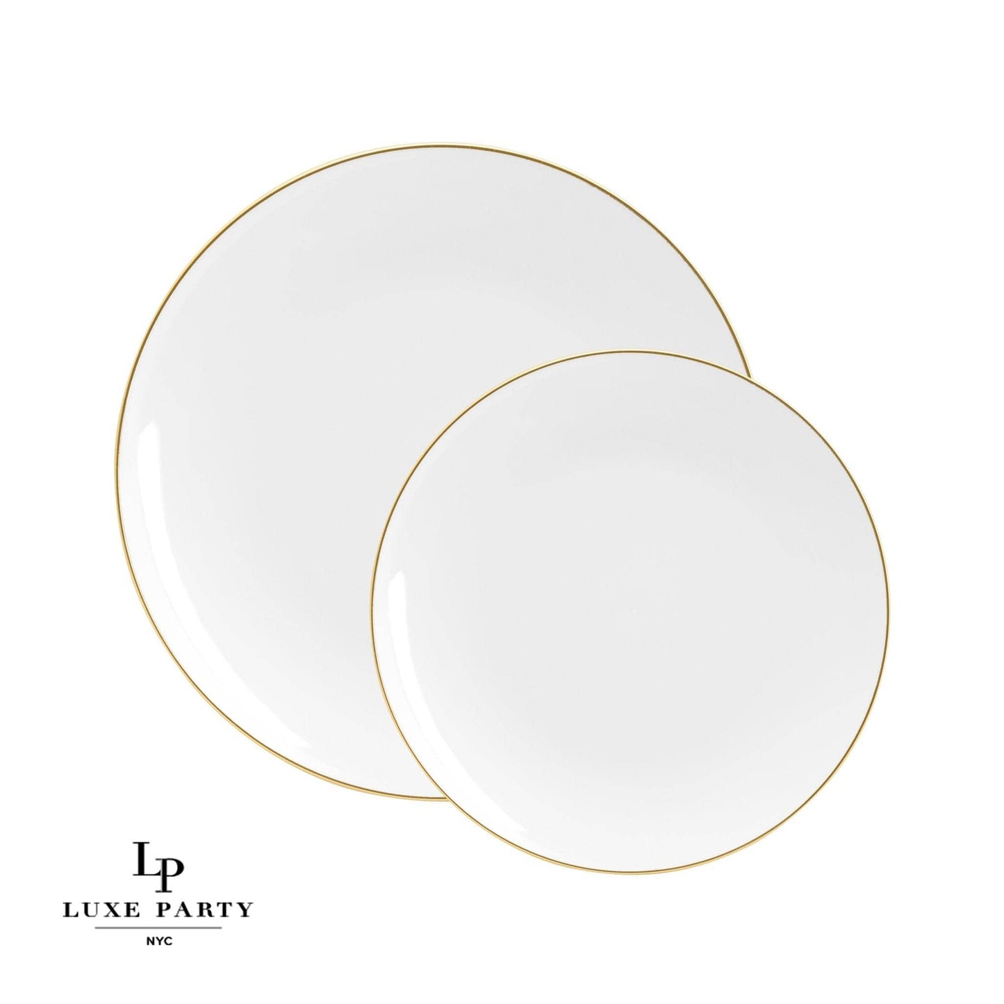 Round White • Gold Plastic Plates | 10 Pack 10.25"