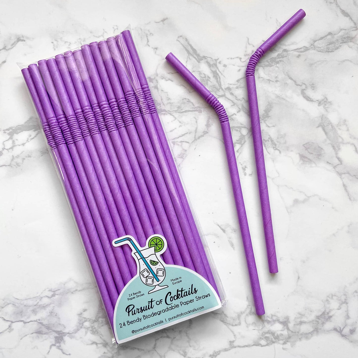 Purple Bendy Paper Straws