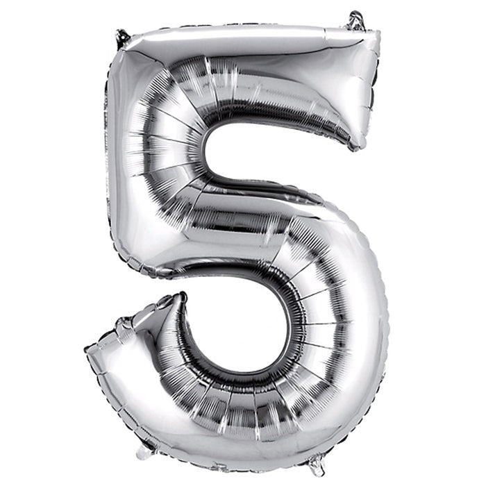 Silver Foil Number 5 balloon 34"