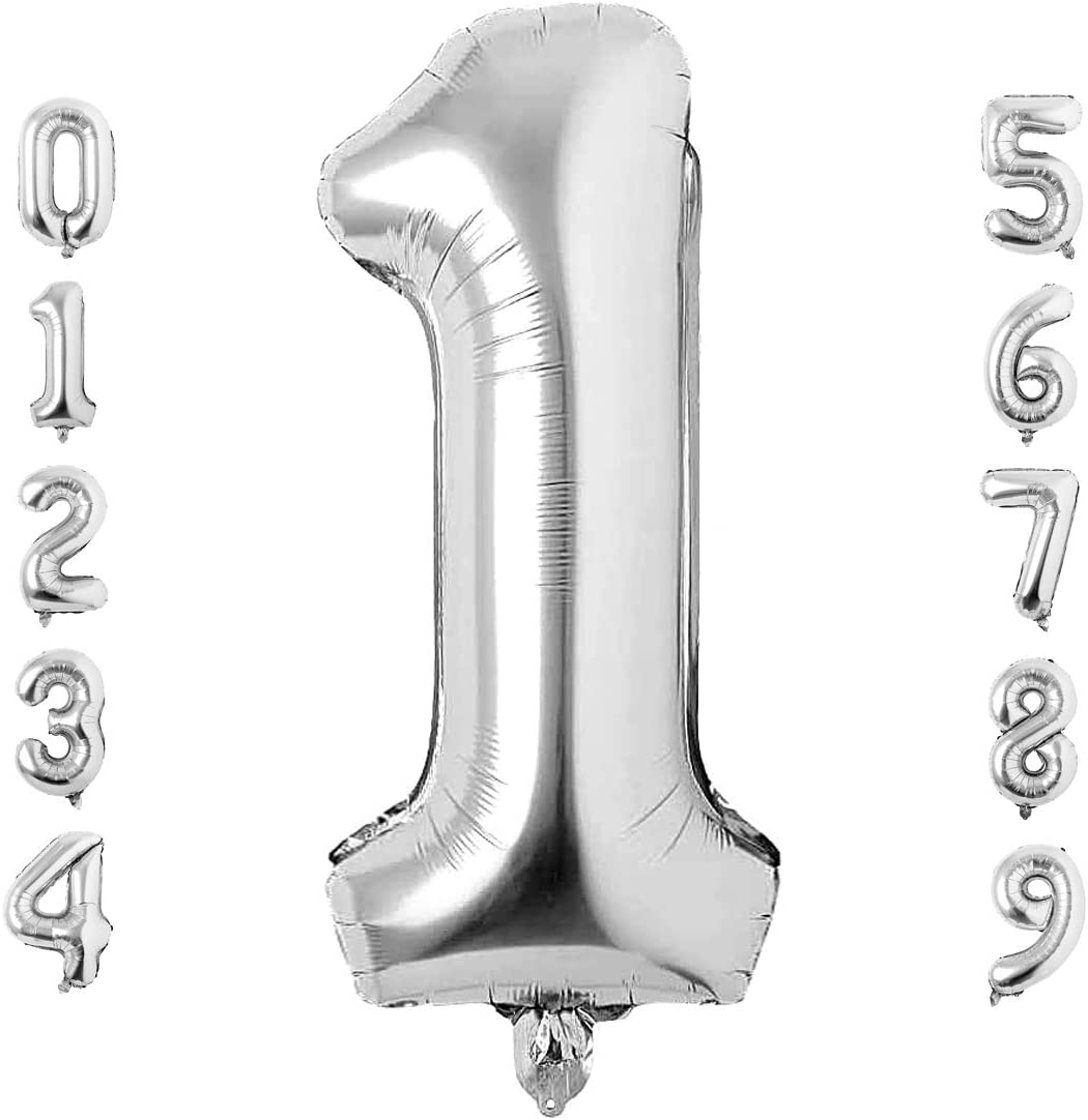 Silver Foil Number 1 balloon 34"