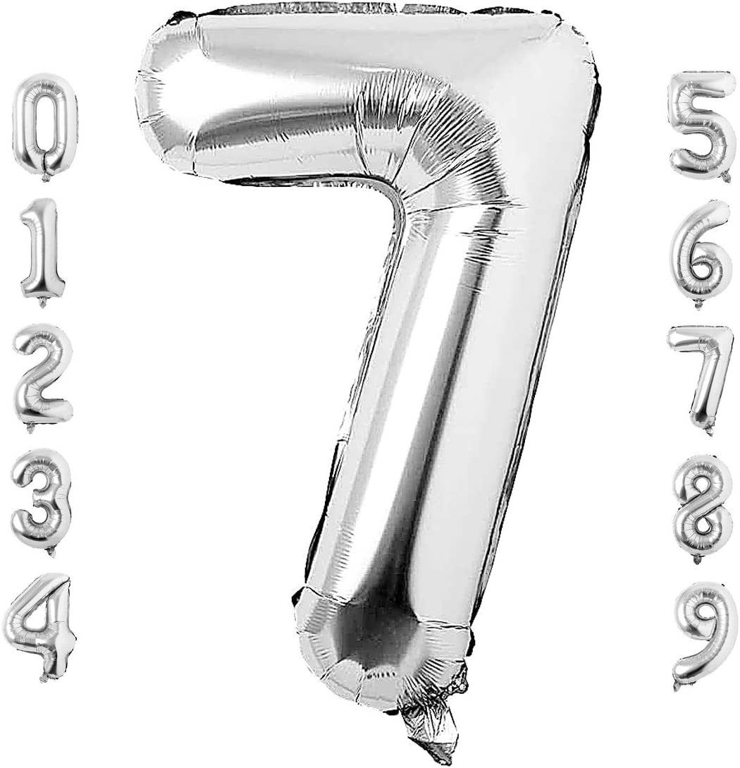 Silver Foil Number 7 balloon 34"