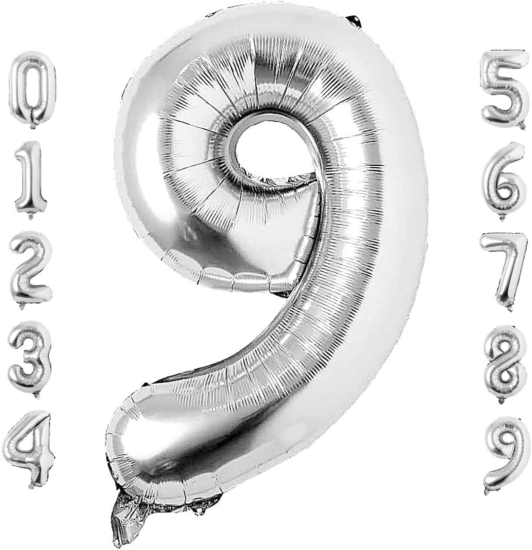 Silver Foil Number 9 balloon 34"