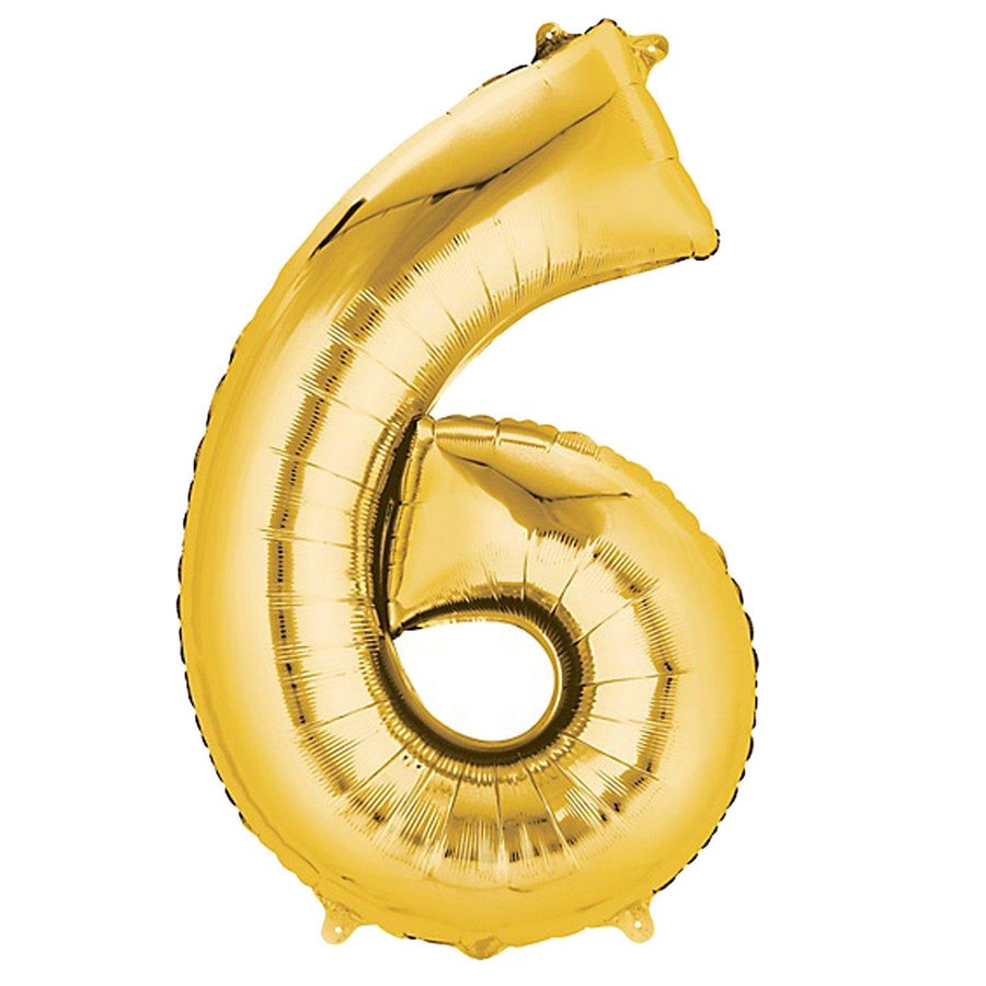 Gold Foil Number 6 balloon 34"