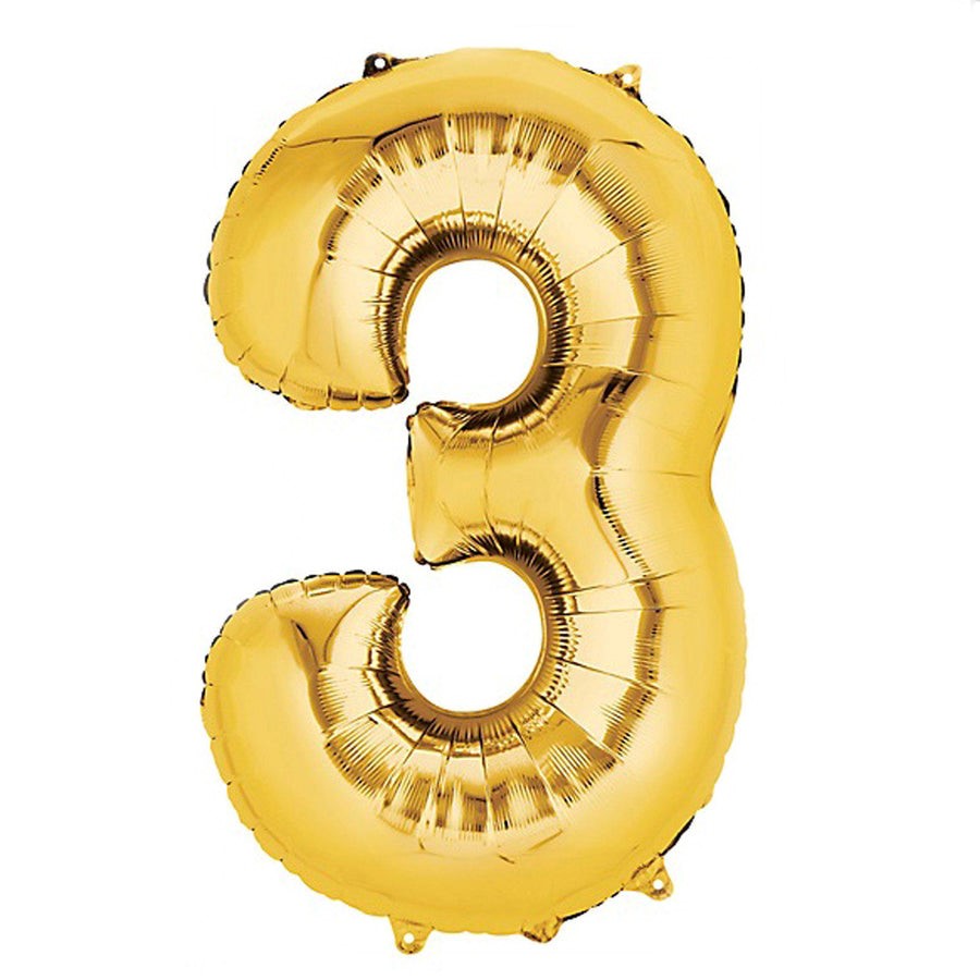 Gold Foil Number 3 balloon 34"