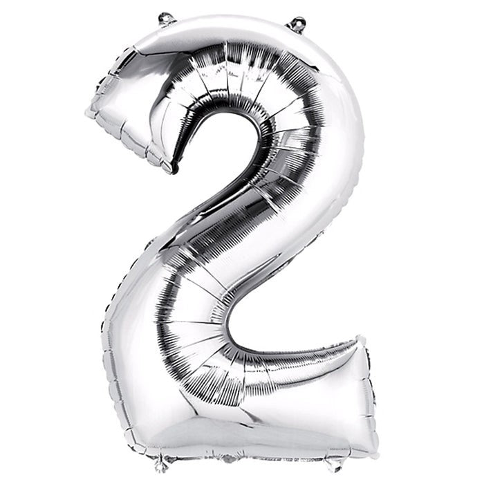 Silver Foil Number 2 balloon 34"