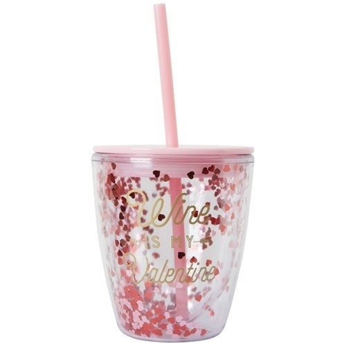 Wine is My Valentine Goblet W/Straw 12oz