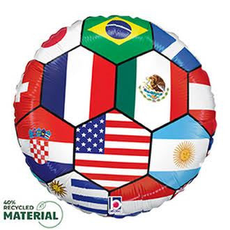 Sports Soccer Ball Nations Mylar Balloon