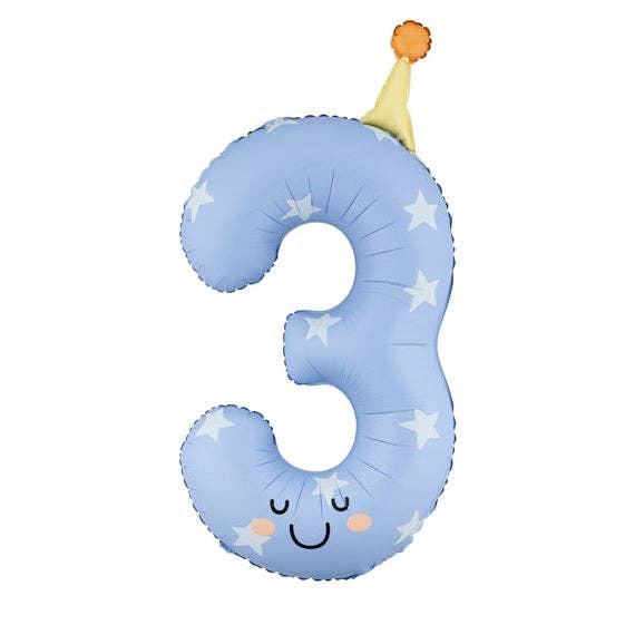 Foil balloon Number ''3'' Blue 34 in.
