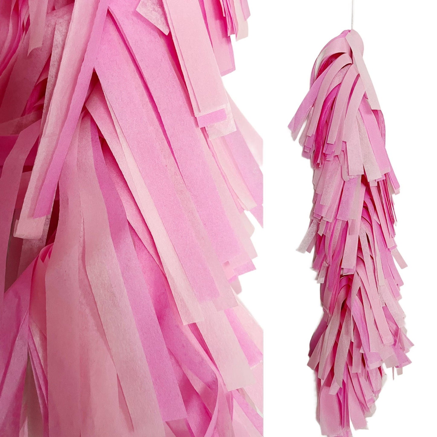 Fringed Tissue Balloon Tassel (Multicolored): Dual Pink