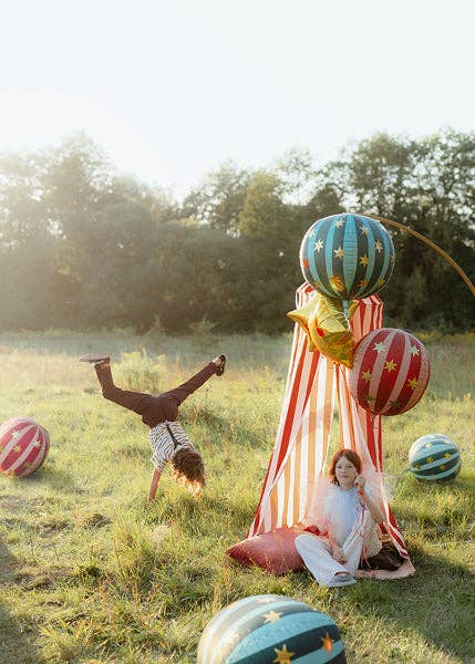 Red Starry Ball Foil Orb Balloon 16 in.