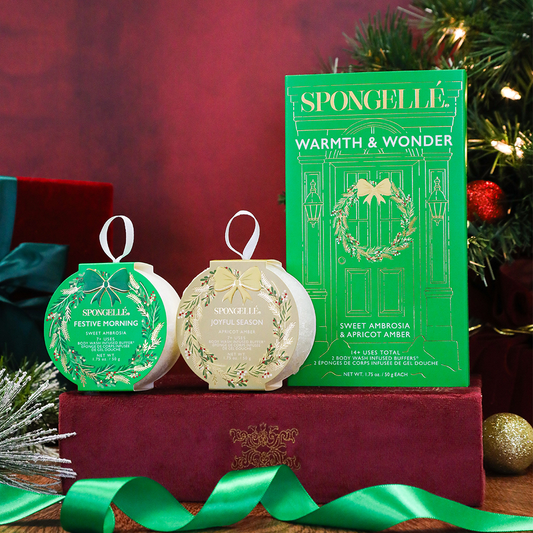 Spongellé | Christmas 2025 | Stocking Stuffers | Gifts - Warmth & Wonder Holiday Wreath Body Buffer Gift Set | GIFTS