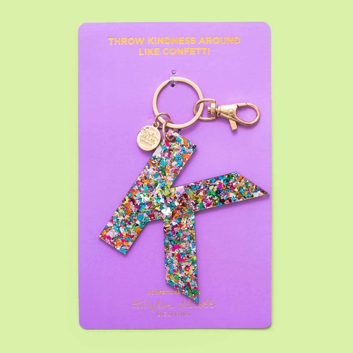 Taylor Elliott Designs - Keychain - Colorful Confetti - Letter K