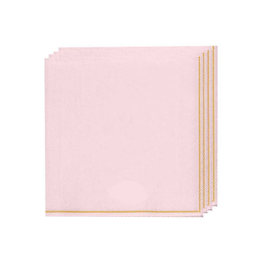 Blush with Gold Stripe Lunch Napkins | 20 Napkins: 20 Lunch Napkins - 6.5" x 6.5"