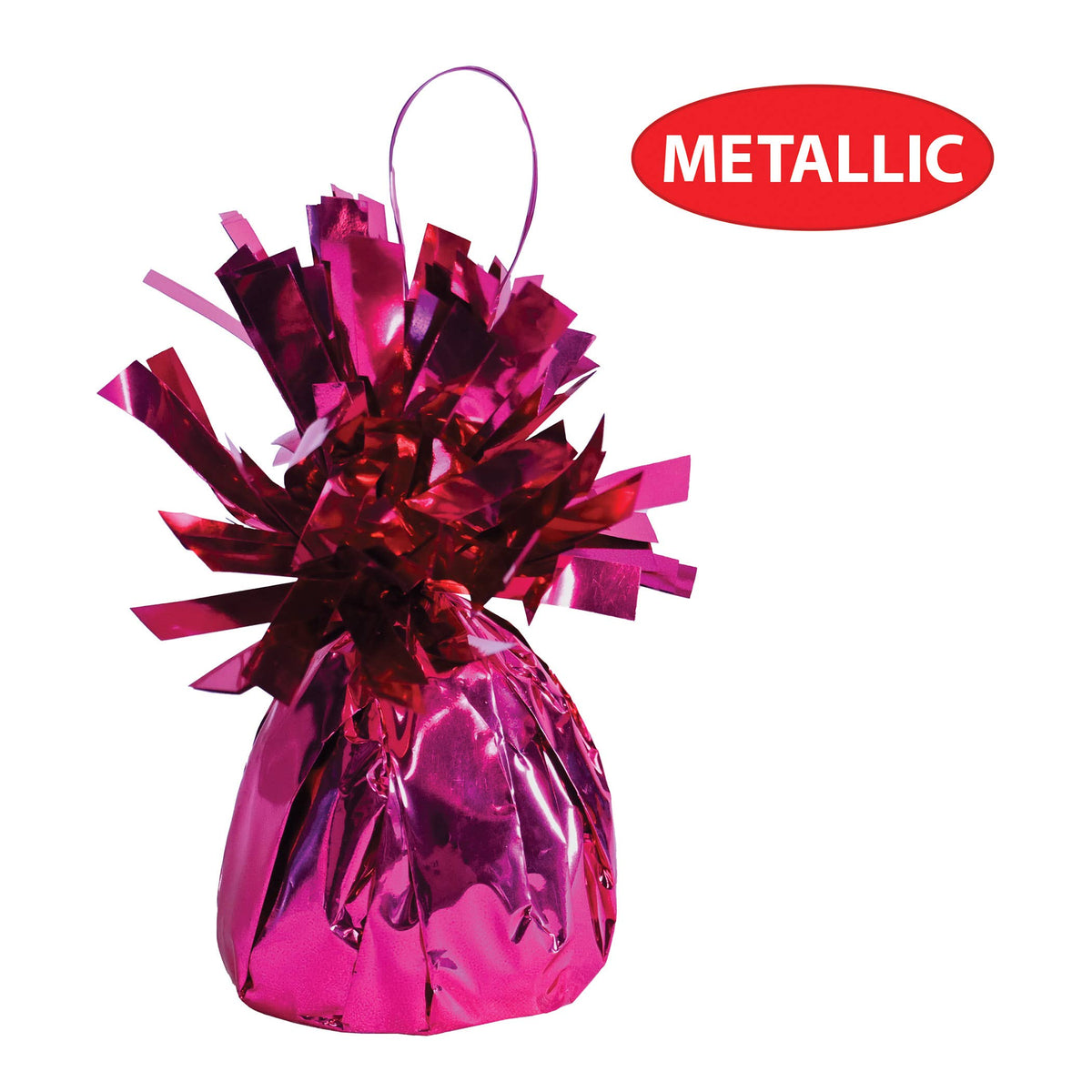 Beistle - Metallic Wrapped Balloon Weight, Cerise, 6 oz