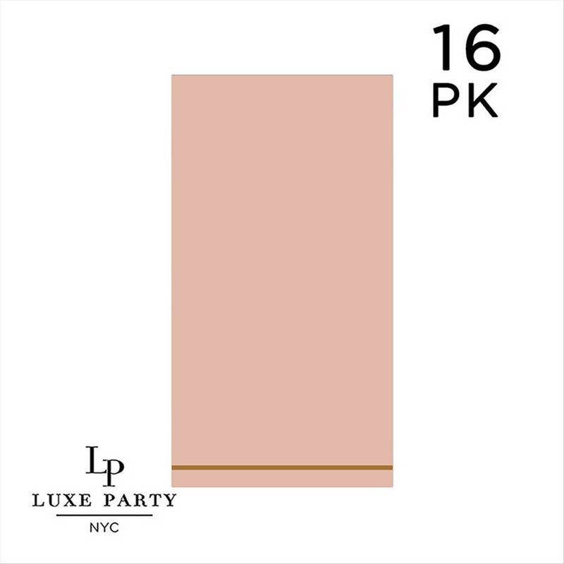Clay with Gold Stripe Guest Paper Dinner Napkins | 16 Napkins: 16 Dinner Napkins - 4.25" x 7.75"