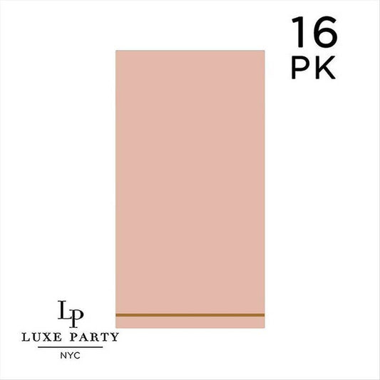 Clay with Gold Stripe Guest Paper Dinner Napkins | 16 Napkins: 16 Dinner Napkins - 4.25" x 7.75"