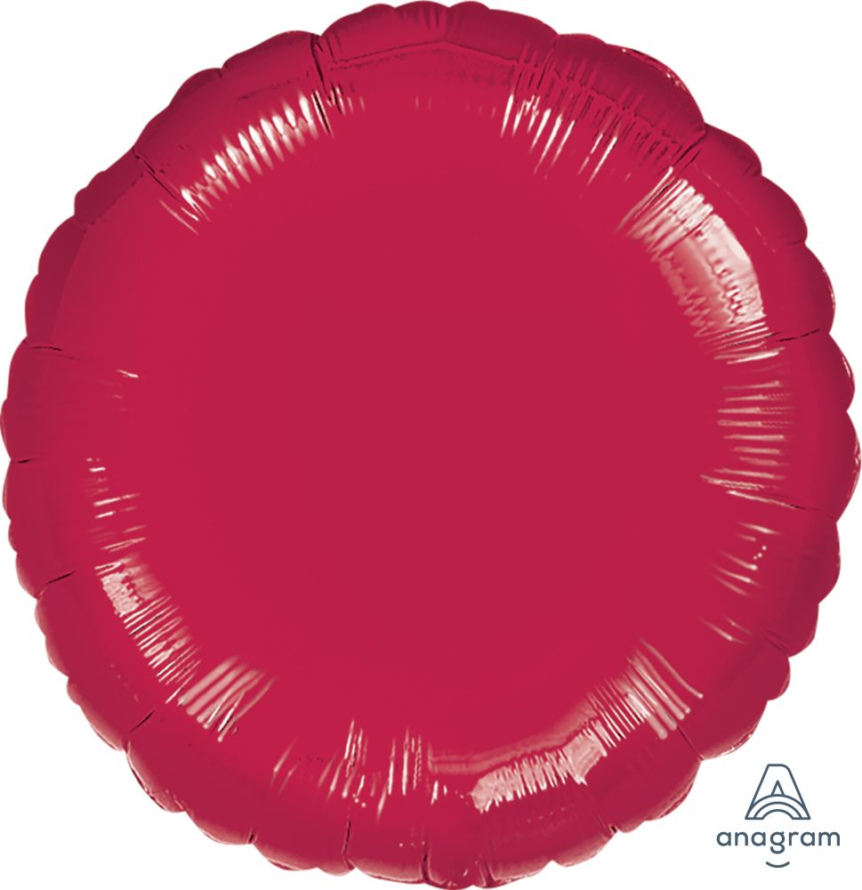 18" Burgundy Round Mylar Balloon