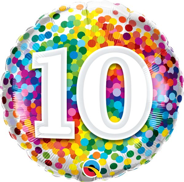 18" 10 Rainbow Confetti Mylar Balloon
