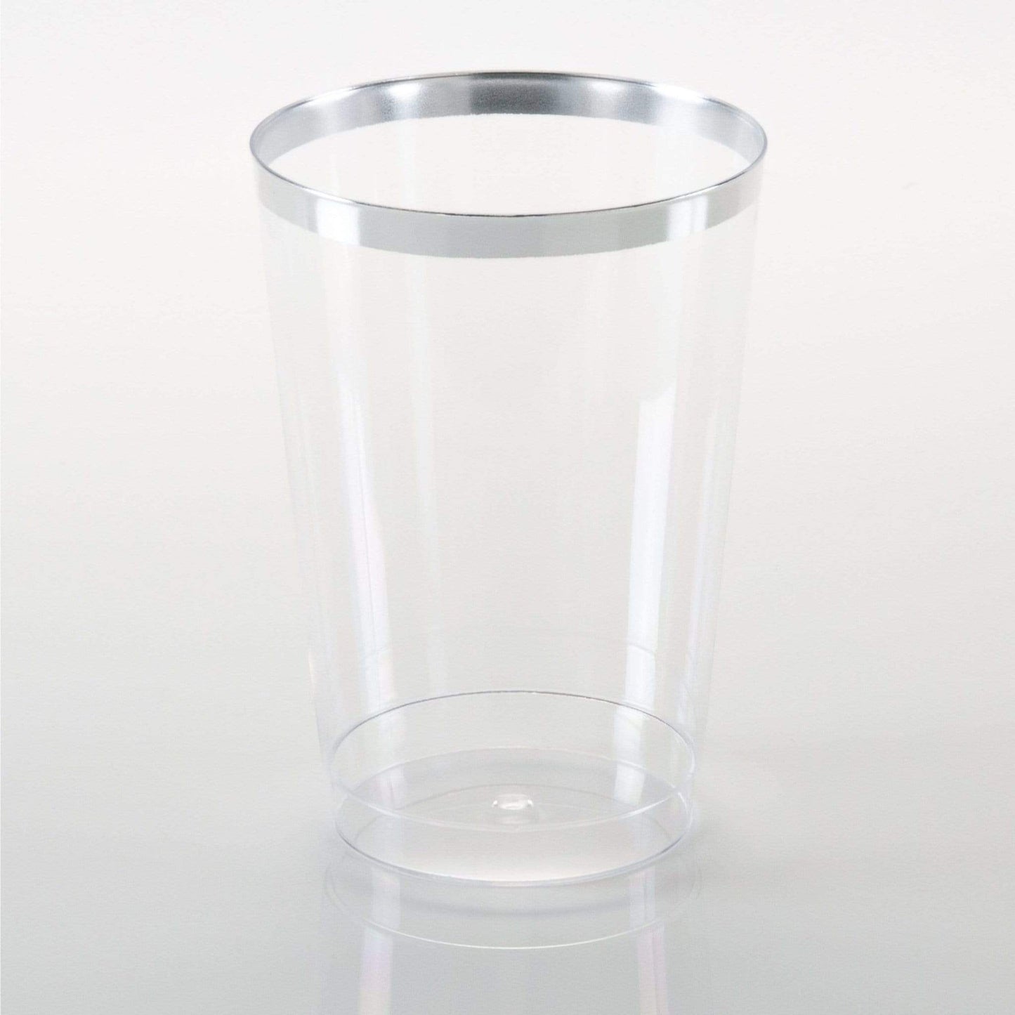 Luxe 12 Oz Clear Plastic • Silver Plastic Cups | 20 Cups