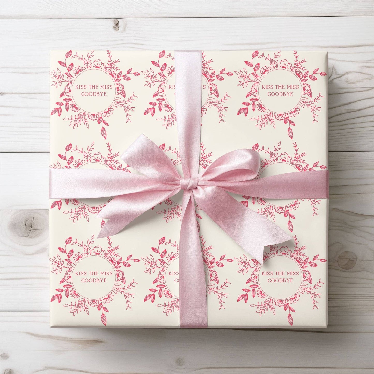 Kiss the Miss Goodbye, Bachelorette Wrapping Paper: Glossy / 30" x 36"