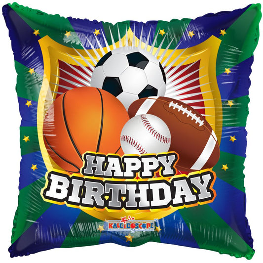 18" Happy Birthday Sports Mylar Balloon