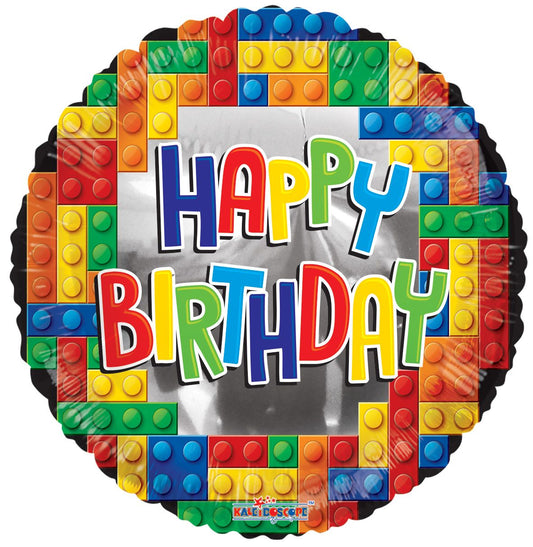 18" Birthday Building Bricks Mylar Balloon