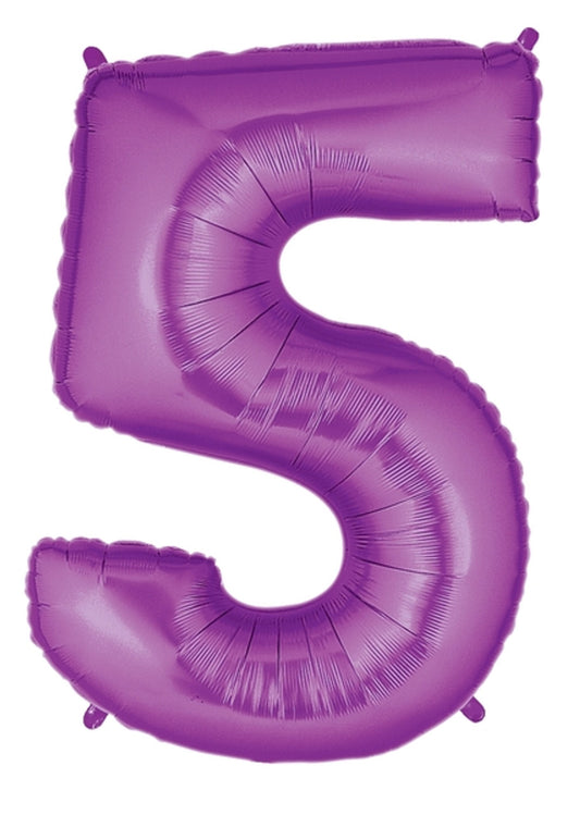 34" Purple Number 5 Mylar Balloon