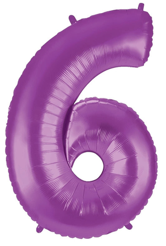 34" Purple Number 6 Mylar Balloon