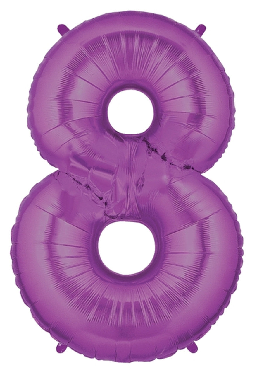 34" Purple Number 8 Mylar Balloon