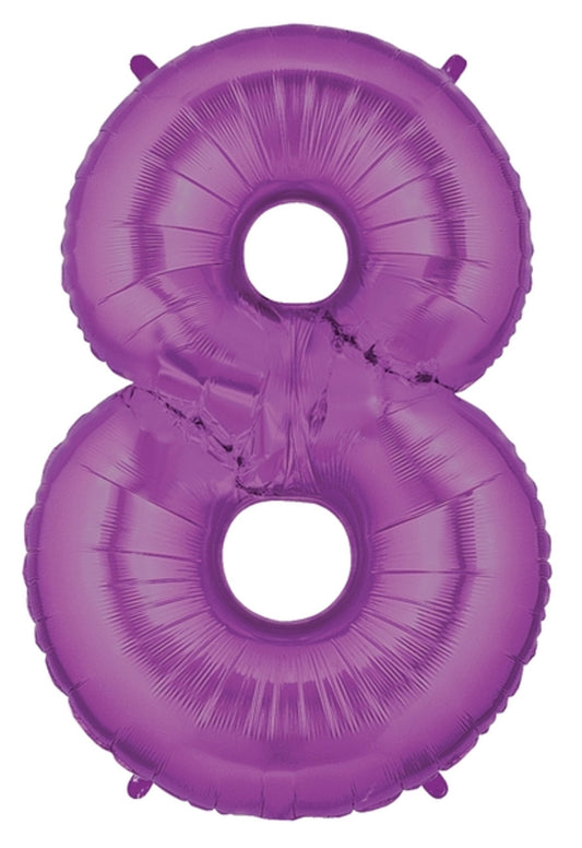 34" Purple Number 8 Mylar Balloon
