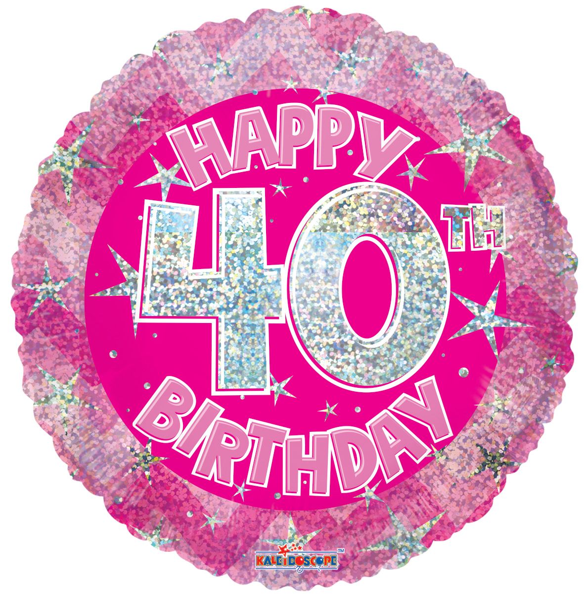 Holographic Pink Happy 40th Birthday Mylar Balloon