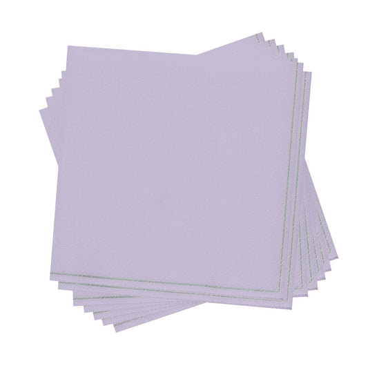 Luxe Party - Lavender with Silver Stripe Lunch Napkins | 20 Napkins: 20 Lunch Napkins - 6.5" x 6.5"