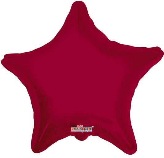 Star shape Burgundy Mylar Balloon