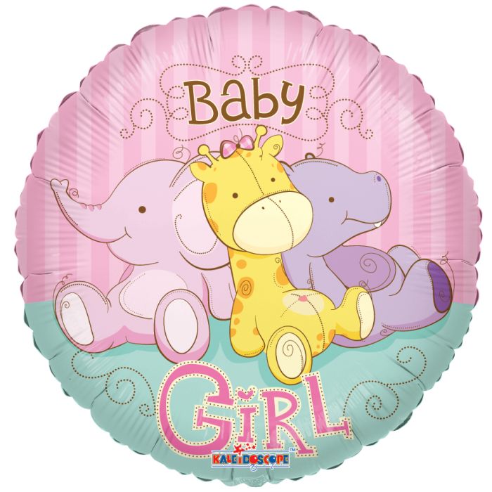 18" Baby Girl Jungle Animals Mylar Balloon